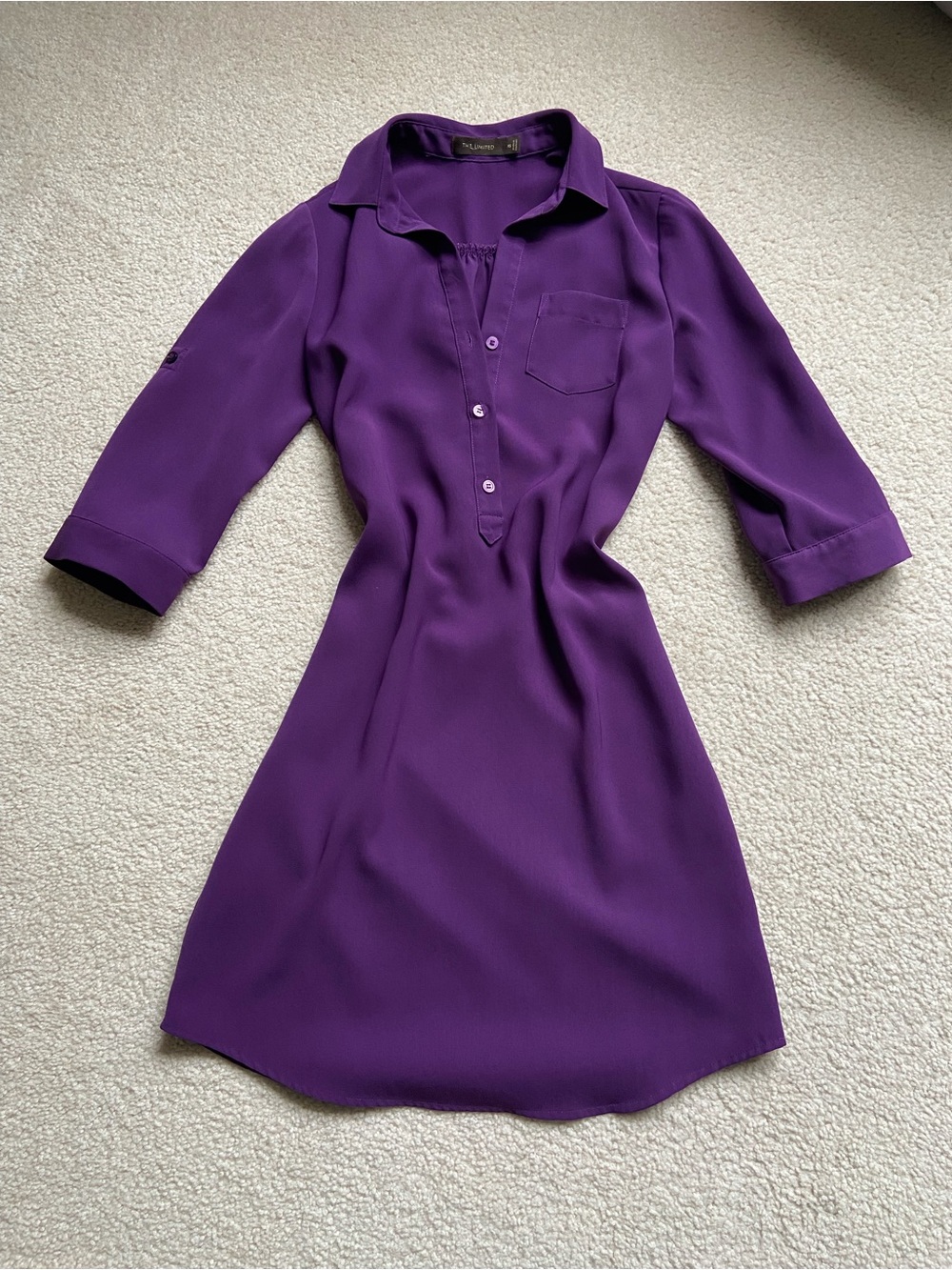Like New!The Limited Purple Plum Shirtdress Size XS 3/4 Sleeve
